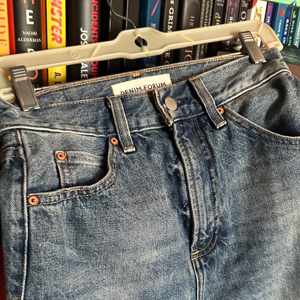 Denim Forum Women’s Washed Blue Slim Straight Jeans - Picture 2 of 8